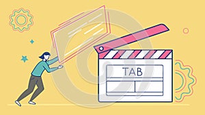 User Interacting with Tablet Presentation Vector, vector design Generative AI