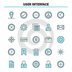 25 User Interface Black and Blue icon Set. Creative Icon Design and logo template