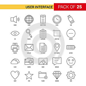 User Interface Black Line Icon - 25 Business Outline Icon Set