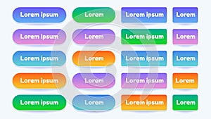 User interface buttons for mobile app or game. Vector. Simple flat modern design.