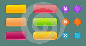 User interface colorful buttons set