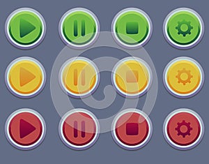 User interface colorful buttons set