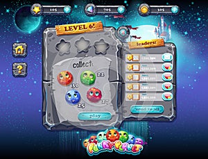 user interface for computer games and web design with buttons, prizes, levels and other elements. Set 1.