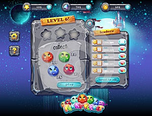 user interface for computer games and web design with buttons, prizes, levels and other elements. Set 1. photo