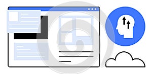 User Interface Concept with Cloud and Head Icon Digital Innovation and Web Development