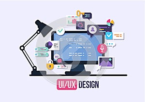 User Interface Design, Application development and UI, UX design. Creative vector illustration