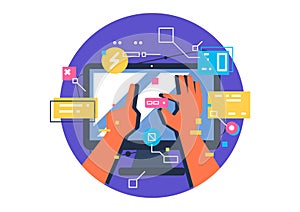 User Interface Design, Application development and UI, UX design. Creative vector illustration