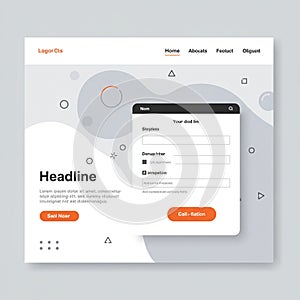 User interface design concept featuring a minimalist webpage layout. The header