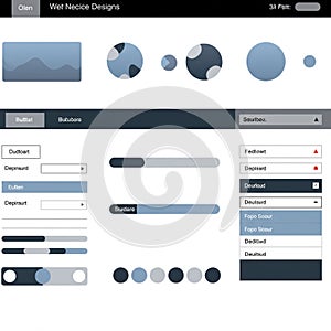 User interface design concept showcasing various UI elements such as sliders,
