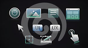 User interface design elements and ux icons collection