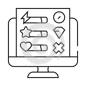 user interface design game development line icon vector illustration