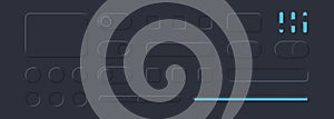 User interface elements for mobile app. Unique neumorphic ui ux design kit. Manage, navigation, search form and components. For