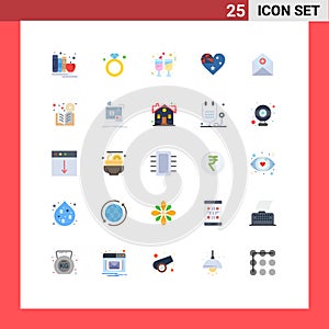 25 User Interface Flat Color Pack of modern Signs and Symbols of add, flag, gift, country, reception