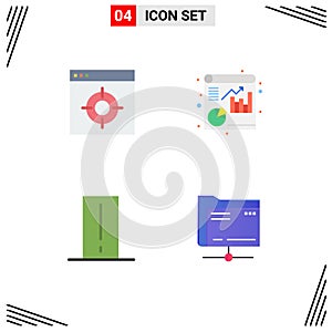 4 User Interface Flat Icon Pack of modern Signs and Symbols of application, electronics, target, report, light mete photo