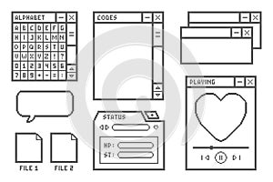 User interface game 8 bit pixel art icon vector illustration