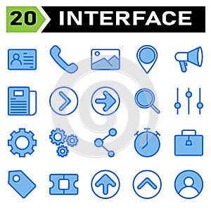 User interface icon set include id card, pass, identity, card, id, photo, phone, call, communication, talk, telephone, picture,