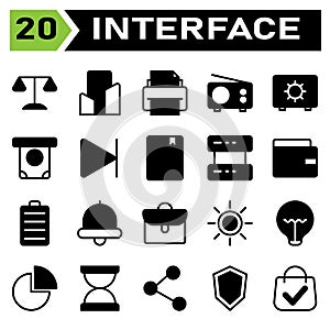 User interface icon set include legal, law, justice, court, crime, office, building, apartment, house, home, printing, print,