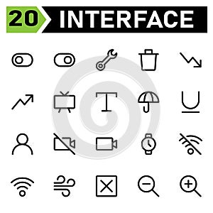 User interface icon set include toggle, left, switch, option, user interface, right, tools, tool, setting, preference, repair,