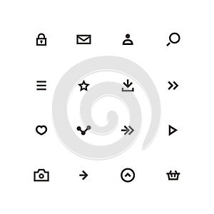 User interface icon set line style