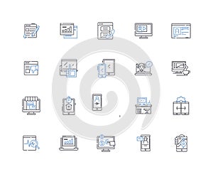 User interface line icons collection. Navigation, Buttons, Menus, Layout, Forms, Icons, Font vector and linear photo