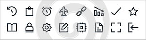 user interface line icons. linear set. quality vector line set such as , document, edit, book, check mark, alarm, hyperlink,