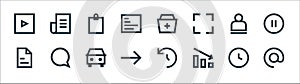 User interface line icons. linear set. quality vector line set such as email, diagram, foward, document, user, clipboard, add,