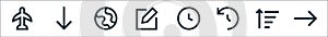 User interface line icons. linear set. quality vector line set such as foward, filter, history, clock, edit, globe, arrow down