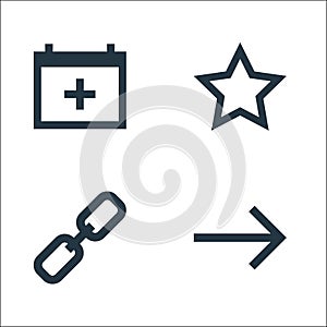 user interface line icons. linear set. quality vector line set such as foward, hyperlink, star