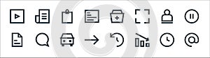 User interface line icons. linear set. quality vector line set such as email, diagram, foward, document, user, clipboard, add, photo