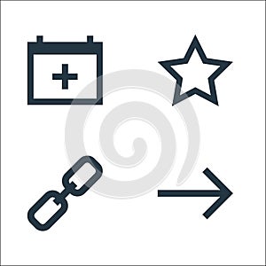 user interface line icons. linear set. quality vector line set such as foward, hyperlink, star photo