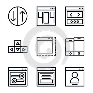 User interface line icons. linear set. quality vector line set such as user, layout, option, mobile, browser, button, browser,