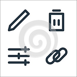 User interface line icons. linear set. quality vector line set such as link, setting, delete