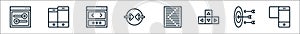 user interface line icons. linear set. quality vector line set such as mobile, target, button, menu, compress, browser, mobile