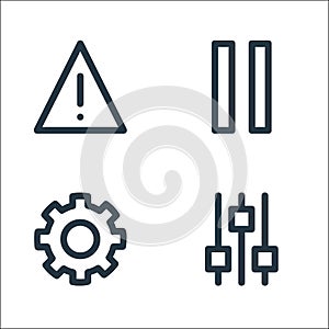 User interface line icons. linear set. quality vector line set such as setting, cog, pause button