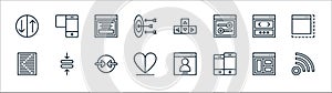 User interface line icons. linear set. quality vector line set such as wifi, mobile, like, menu, browser, layout, button, mobile