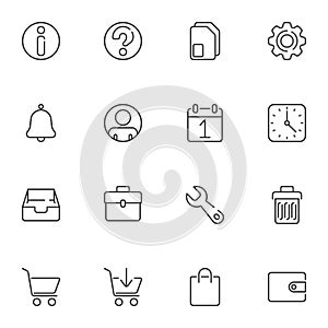 User interface line icons set