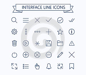 User interface line mini icons .Editable stroke. 24 px