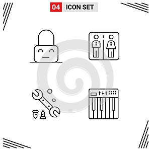 4 User Interface Line Pack of modern Signs and Symbols of control, options, parental, machine, controller photo