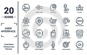 user.interface linear icon set. includes thin line cf, crying smile, news reporters, fonts, top alignment, smile smile, insolent photo