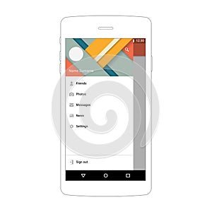 User interface material mobile design template app navigation drawer.