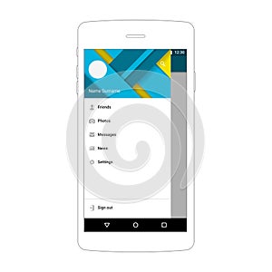 User interface material mobile design template app navigation drawer.