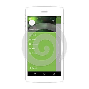 User interface material mobile design template app navigation drawer.