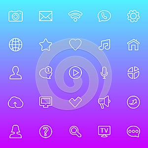 User interface modern line icon set on gradient background