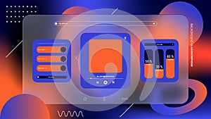 User interface for a music player app. Background gradient glassmorphism effect