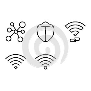 User interface outline icon set include signal, wifi,connection