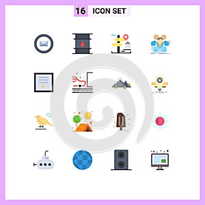 User Interface Pack of 16 Basic Flat Colors of group, business, location, teamwork, home