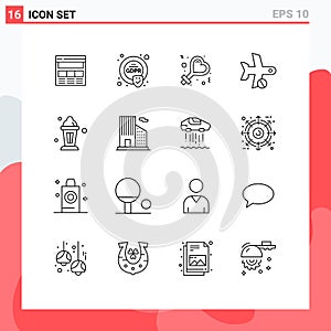 User Interface Pack of 16 Basic Outlines of abrahamic, transport, gdpr, plane, cancel