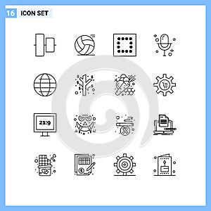 User Interface Pack of 16 Basic Outlines of earnings, security, minimize, internet, record