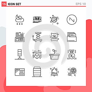 User Interface Pack of 16 Basic Outlines of polution, factory, tranfer, wave, saw tooth