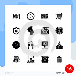 User Interface Pack of 16 Basic Solid Glyphs of design, cam, lab, studio, equalization